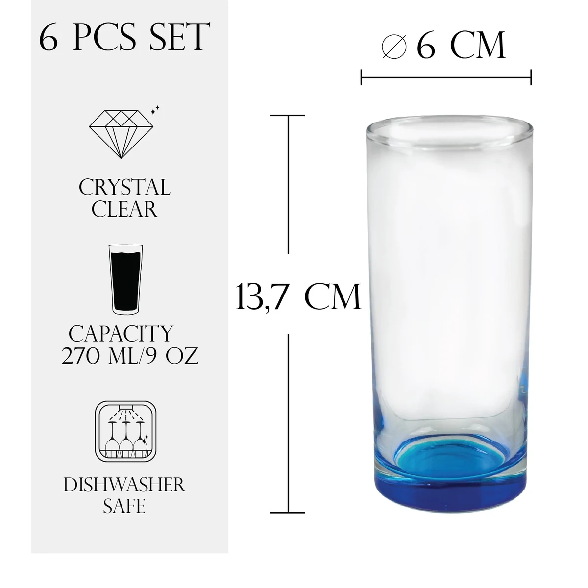 Set 6 pahare din sticla colorata de 270 ml, CESIRO, imagine 2