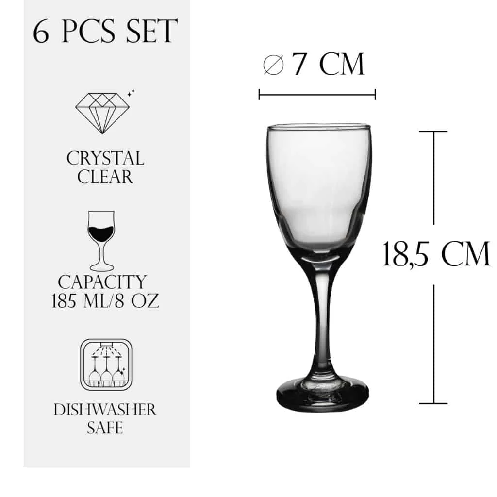 Set 6 pahare cu picior din sticla de 225 ml, CESIRO, imagine 2