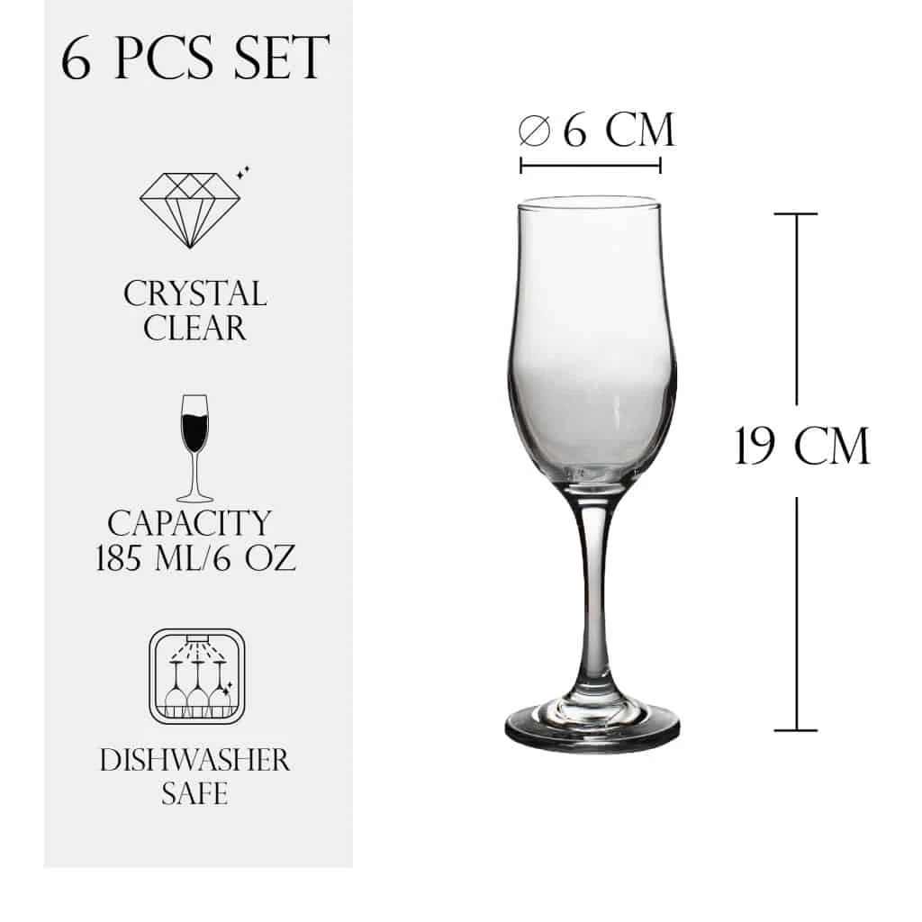 Set 6 pahare cu picior din sticla de 190 ml, CESIRO, imagine 2