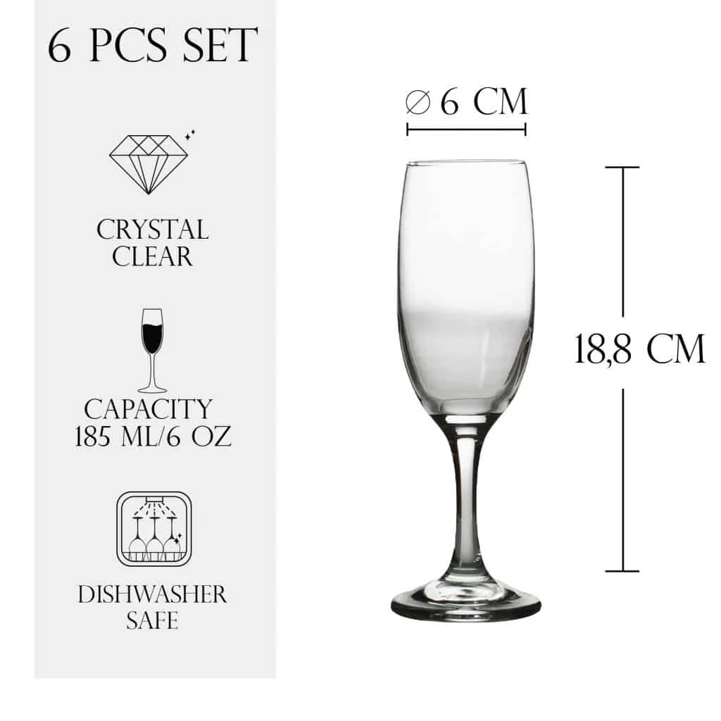 Set 6 pahare cu picior din sticla de 185 ml, CESIRO, imagine 2