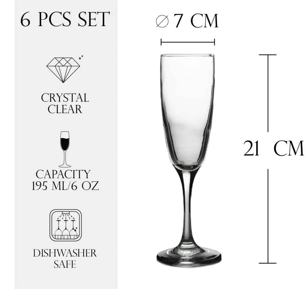 Set 6 pahare cu picior din sticla de 195 ml, CESIRO, imagine 2
