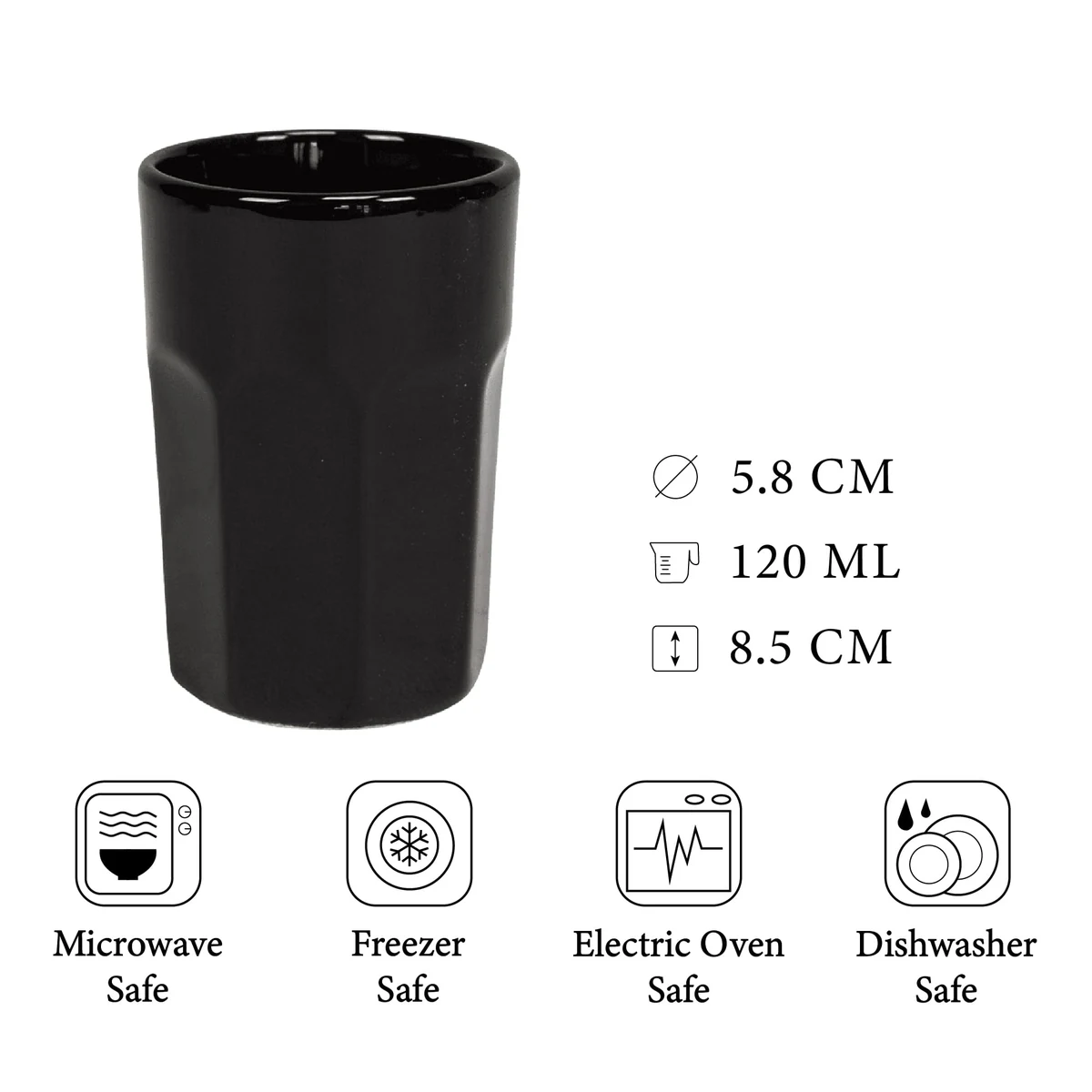 Pahar cu model negru abis de 120 ml, CESIRO, imagine 2