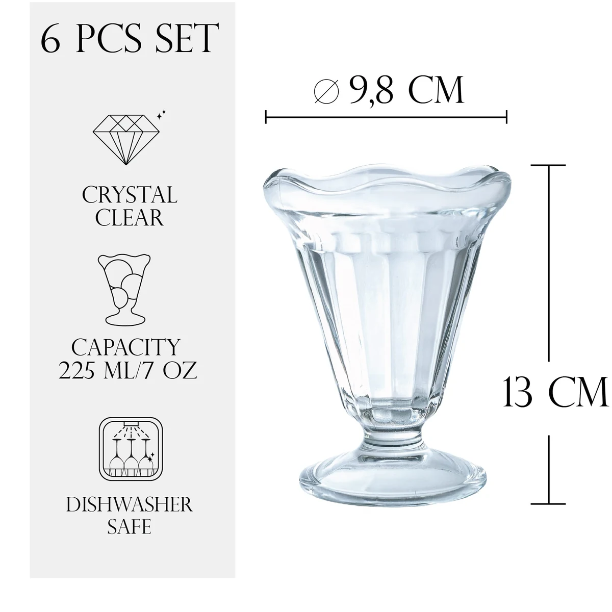Pahare înghețată elegante set 6 buc, 225 ml - bucură-te de răsfăț, imagine 2
