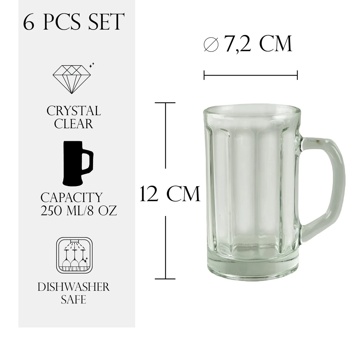 Set 6 halbe de bere, 250 ml, transparent, imagine 2