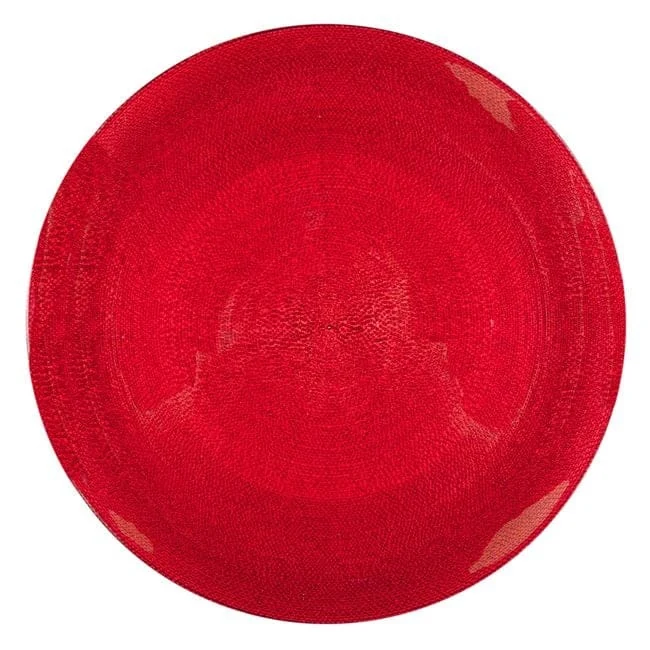 Farfurie Rosie din Sticla cu Model Reliefat pentru Fructe Ø21cm