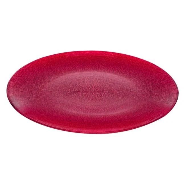 Farfurie rosie din sticla cu model reliefat pentru fructe ø21cm, imagine 2