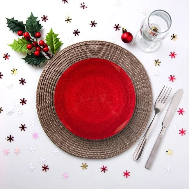 Farfurie rosie din sticla cu model reliefat pentru fructe ø21cm, imagine 3