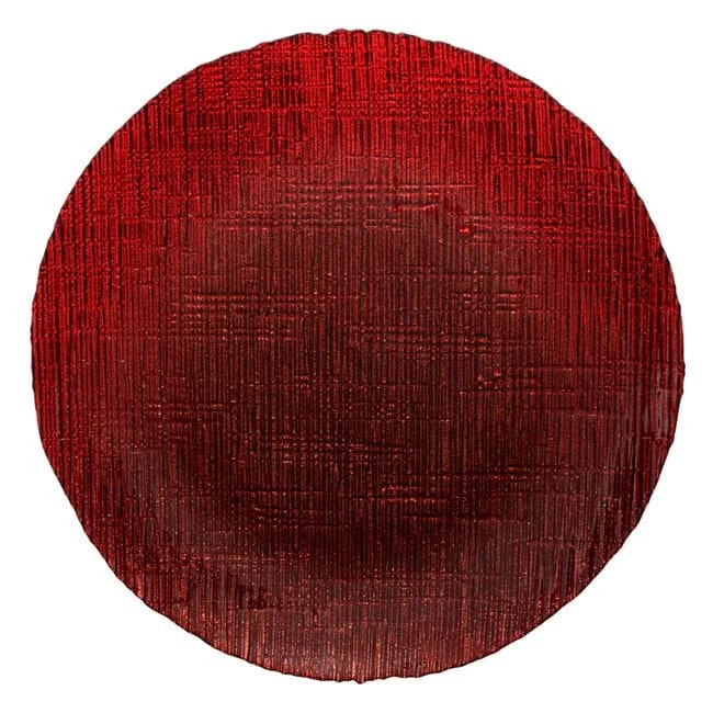 Platter decorativ craciun ø33cm red with glitter