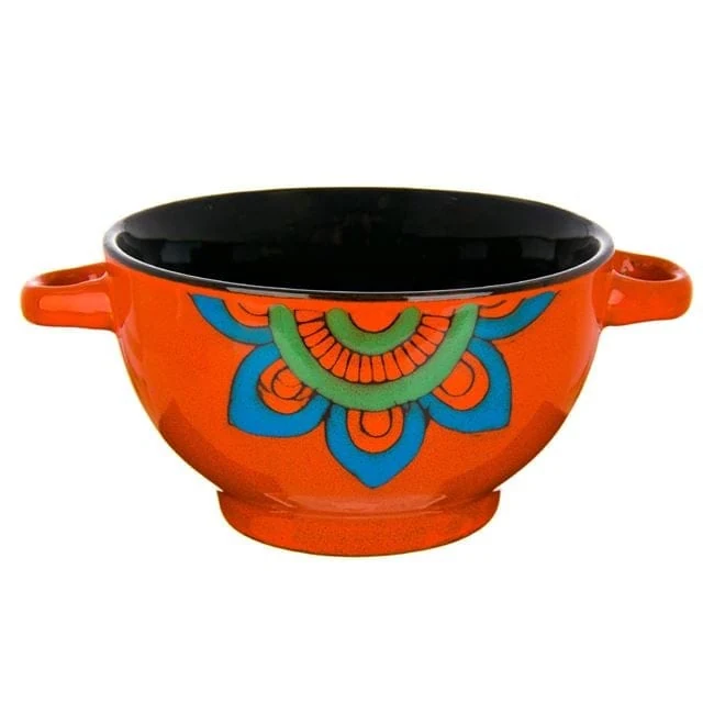 Tál din porcelán narancs  model mandala & manere 650ml
