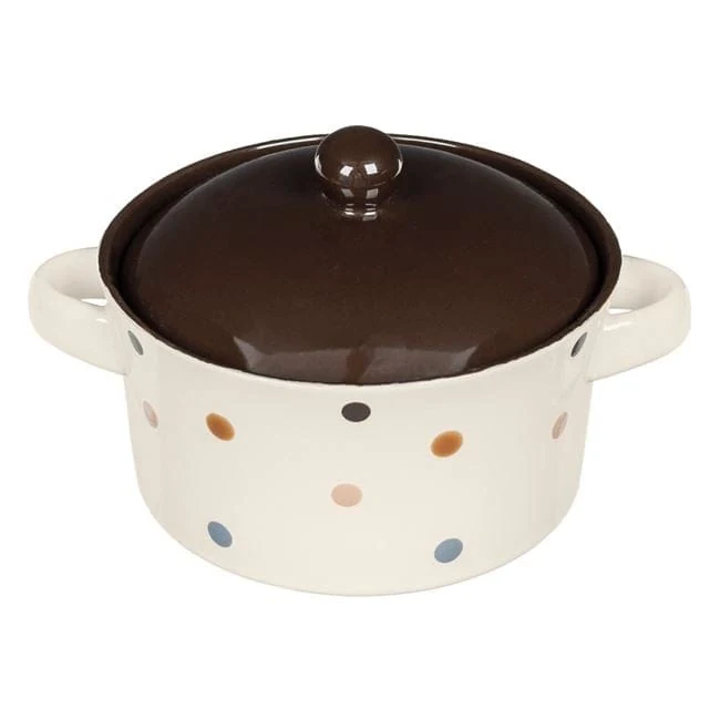 Купа ceramic bej с buline colorate manere & capac pentru supa 650ml