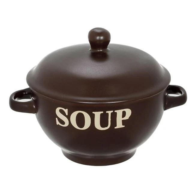 Купа ceramic кафяв с manere & capac "soup" pentru supa 650ml