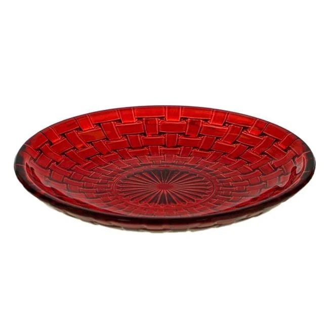 Farfurie rosie din sticla pentru desert ø15cm, imagine 2