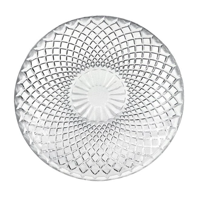 Farfurie din sticla transparenta cu model diamond pentru desert, Ø15cm.