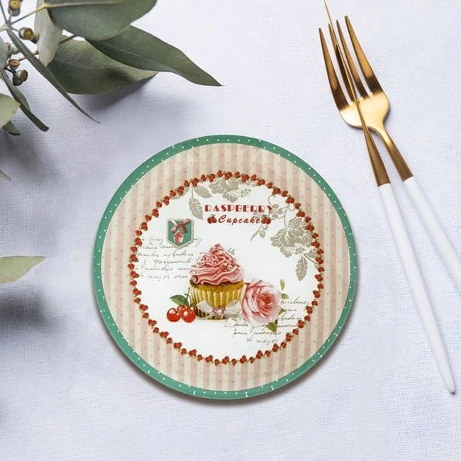 Farfurie cu model cupcake din sticla pentru desert ø15cm, imagine 2