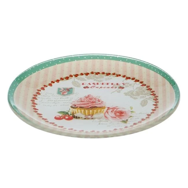 Farfurie cu model cupcake din sticla pentru desert ø15cm, imagine 3