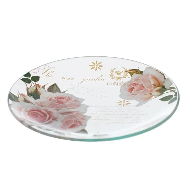 Farfurie trandafiri sticla transparenta model floral pentru desert ø15cm, imagine 3