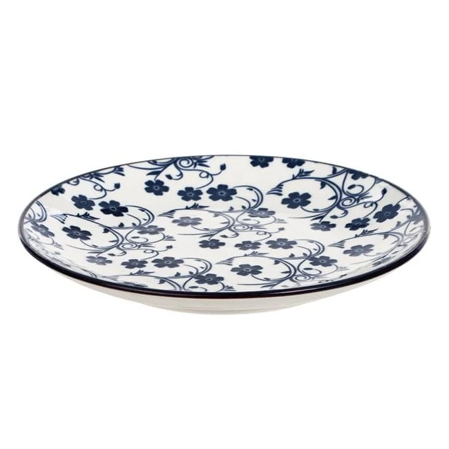 Farfurie portelan alb model flori albastre desert ø15cm, imagine 2