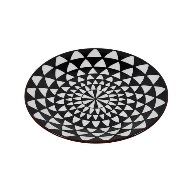 Farfurie din portelan negru cu model alb pentru desert ø15.5cm, imagine 3