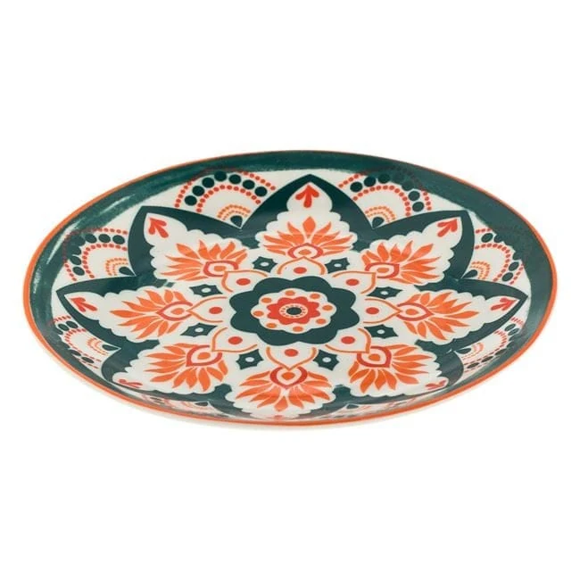 Farfurie din portelan verde portocalie aztec pentru desert ø15cm, imagine 3