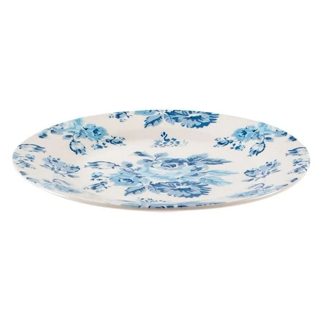 Farfurie din portelan alb cu model trandafiri bleu ø19cm, imagine 2
