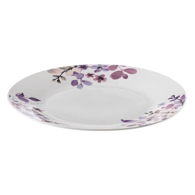 Farfurie intinsa din portelan alba cu flori mov ø26.5cm, imagine 2
