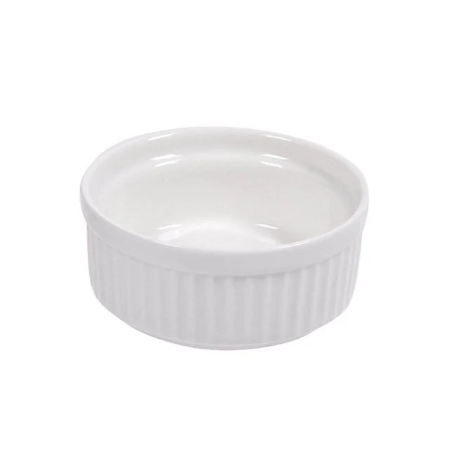 Bol din Portelan Rotund Alb cu Model Reliefat pentru Sos 60ml