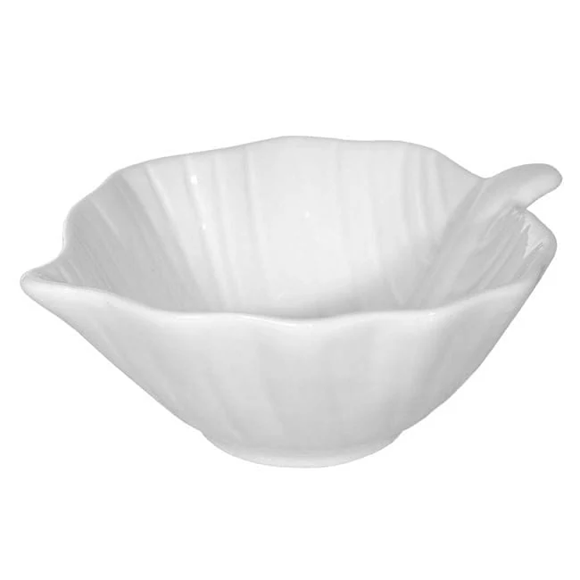 Bol din Portelan Alb cu Model Frunza pentru Alune - Sos 120ml