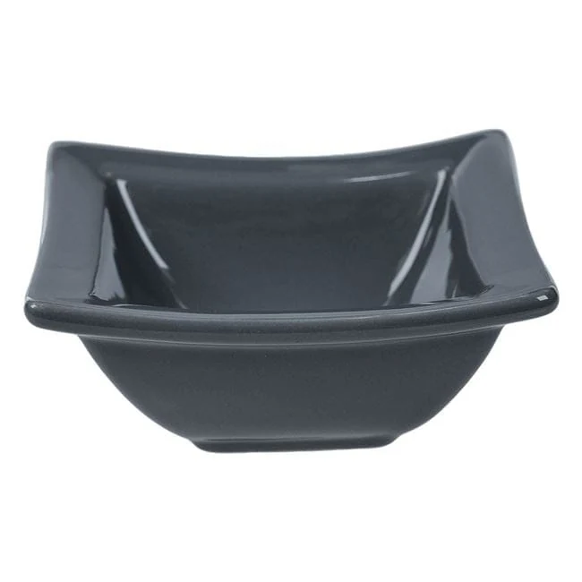 Bol ceramic gri patrat pentru alune sos 85ml, imagine 2