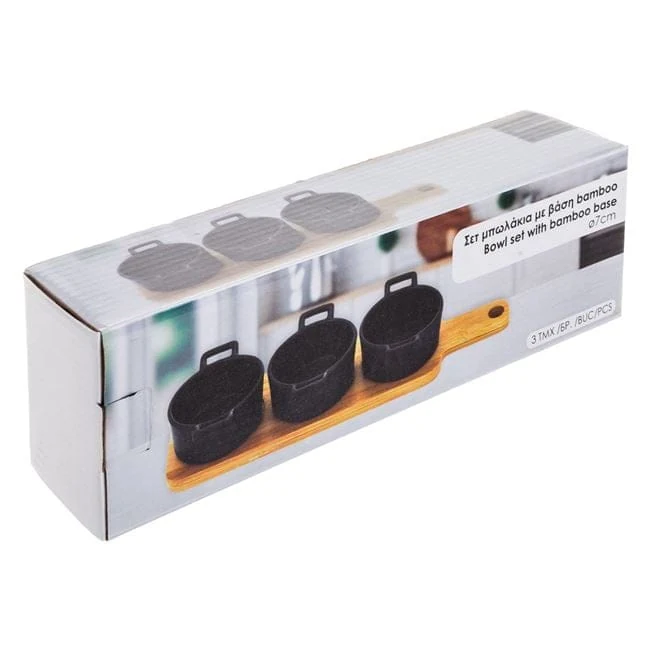 Suport din bambus cu 3 boluri ceramice 28x8x5cm, imagine 5