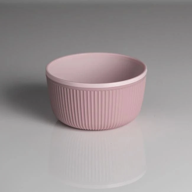 Bol roz nude cu dungi reliefate din plastic 520ml, imagine 2