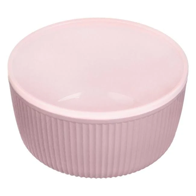 Bol roz nude cu dungi reliefate din plastic 520ml, imagine 3