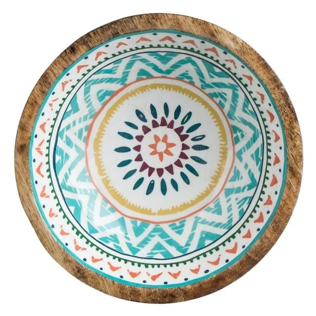Bol din lemn emailat cu model colorat aztec ø20x8cm, imagine 3