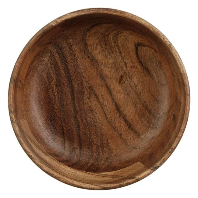 Bol rotund din lemn de culoare naturala inchisa ø15x6cm - 625ml, imagine 3