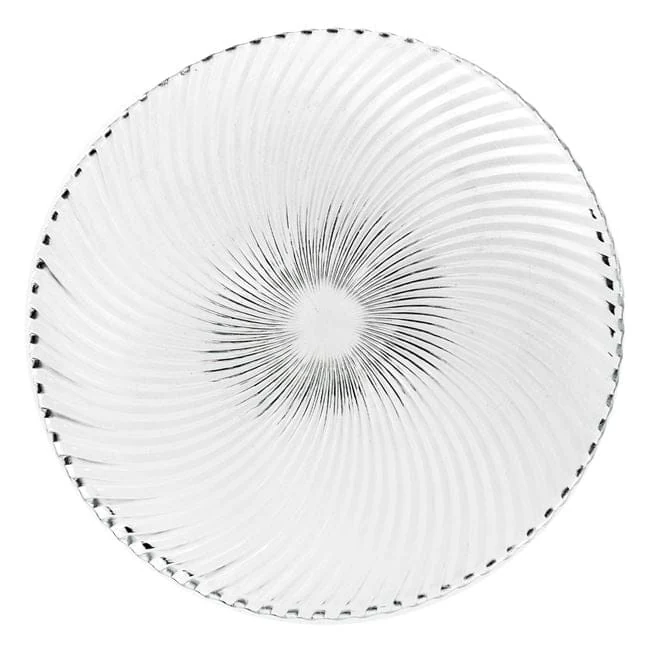 Platou Rotund din Sticla Transparenta cu Model Dungi Ø30.5x2cm