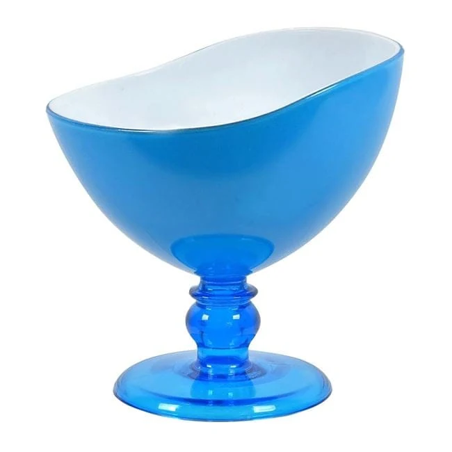 Bol Plastic Turcoaz Alb cu Picior pentru Inghetata Ø10.4x10.6cm