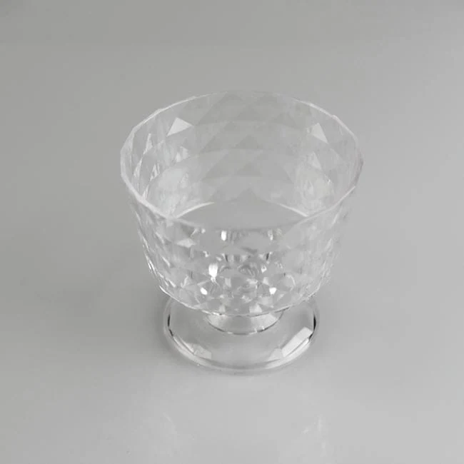 Bol plastic transparent cu picior pentru inghetata 450ml, imagine 2