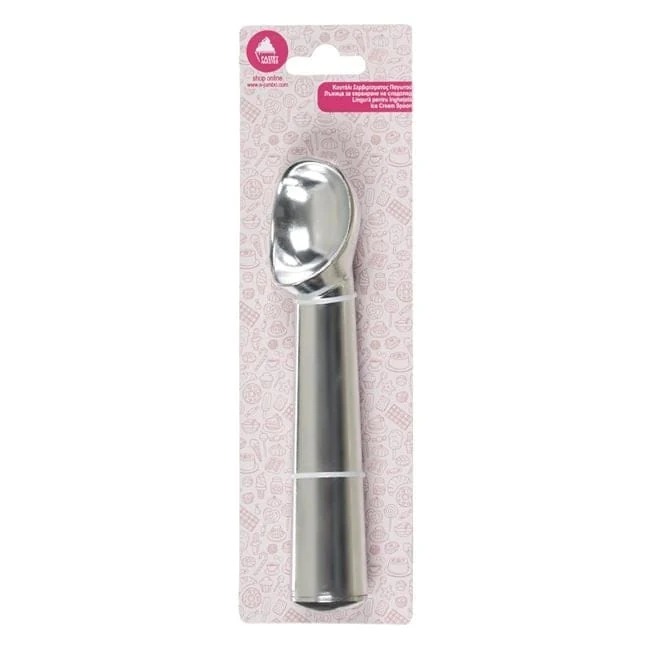 Lingura din aluminiu de culoare argintie pentru inghetata 17cm, imagine 3