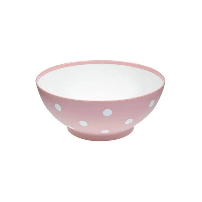 Bol din Plastic Alb Roz Mat cu Buline 350ml