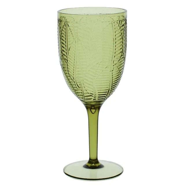 Pahar vin plastic picior зелен frunze tropicale 400ml