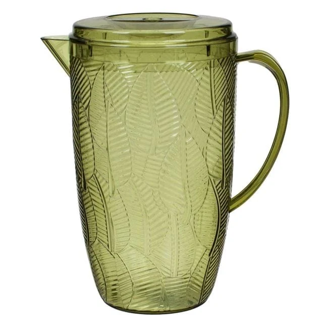 Ulcior din Plastic cu Capac Verde Model Frunze Tropicale 2.5L