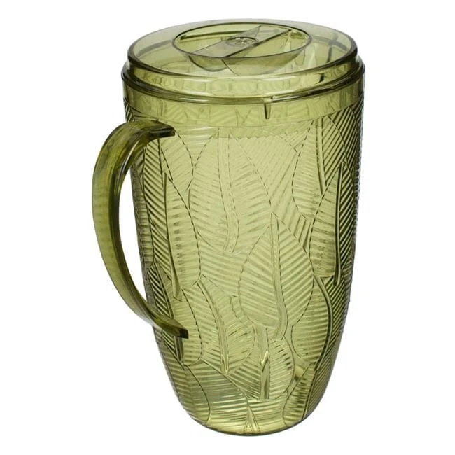 Ulcior din plastic cu capac verde model frunze tropicale 2.5l, imagine 4