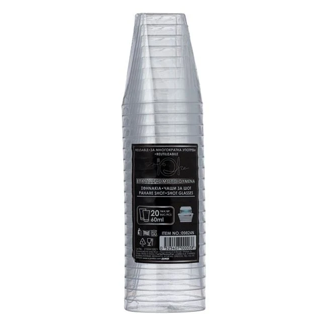 Set 20 pahare shot reutilizabile transparente 60ml, imagine 2