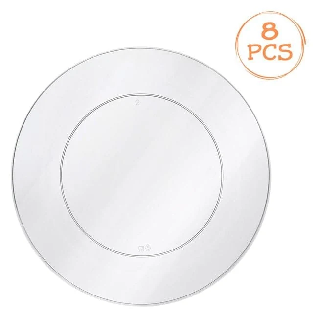 Set farfurii plastic transparent 18cm - 8buc, reutilizabil
