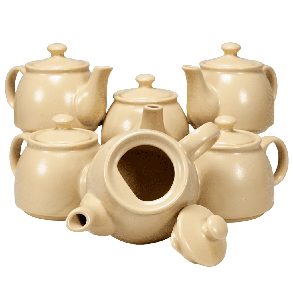 Set 6 ceainice mit capac, 500 ml, creme ocru matt