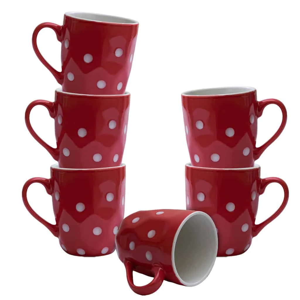 Set 6 Tassen rosii mit buline albe, 180 ml