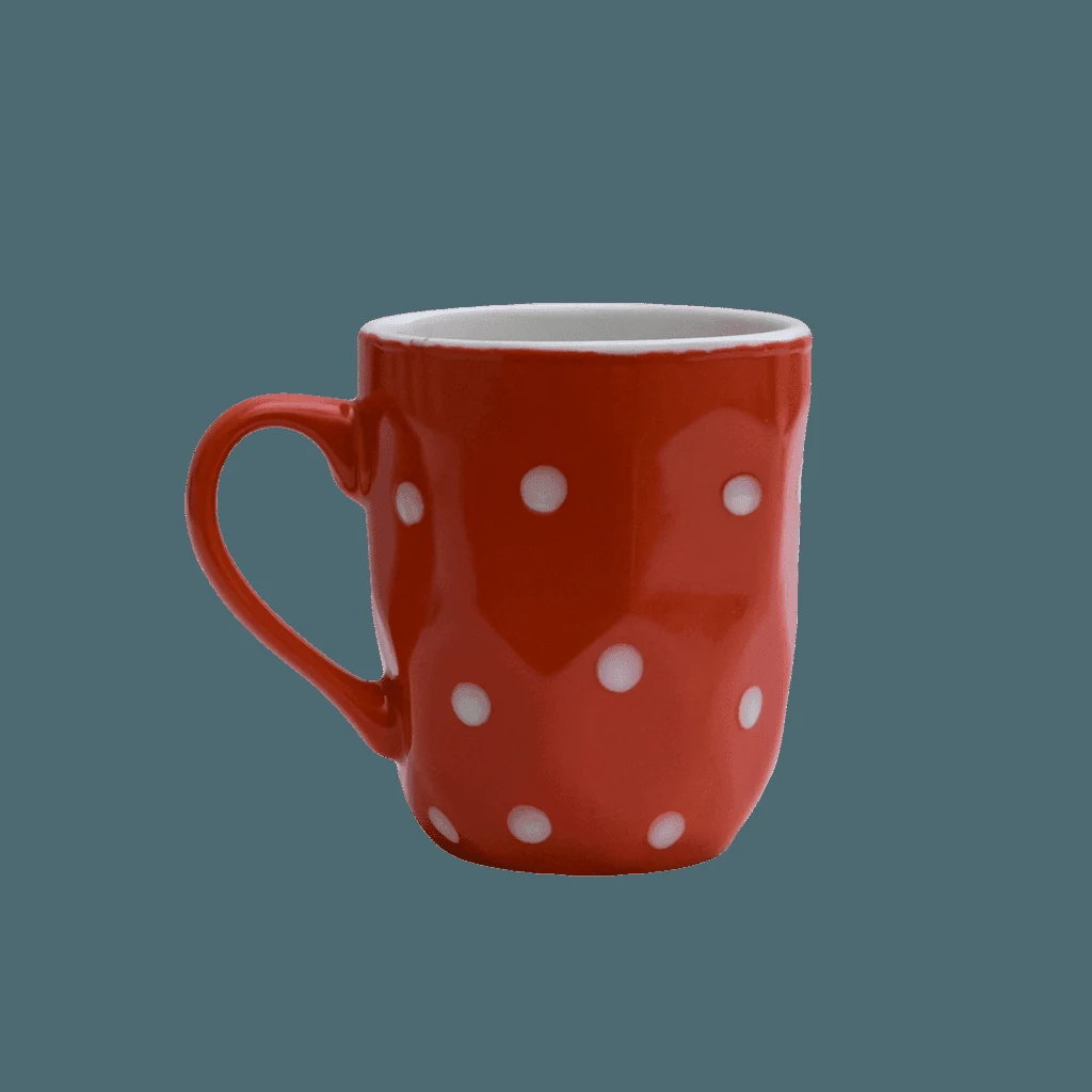 Ceasca Portocalie, 180 ml, cu buline albe