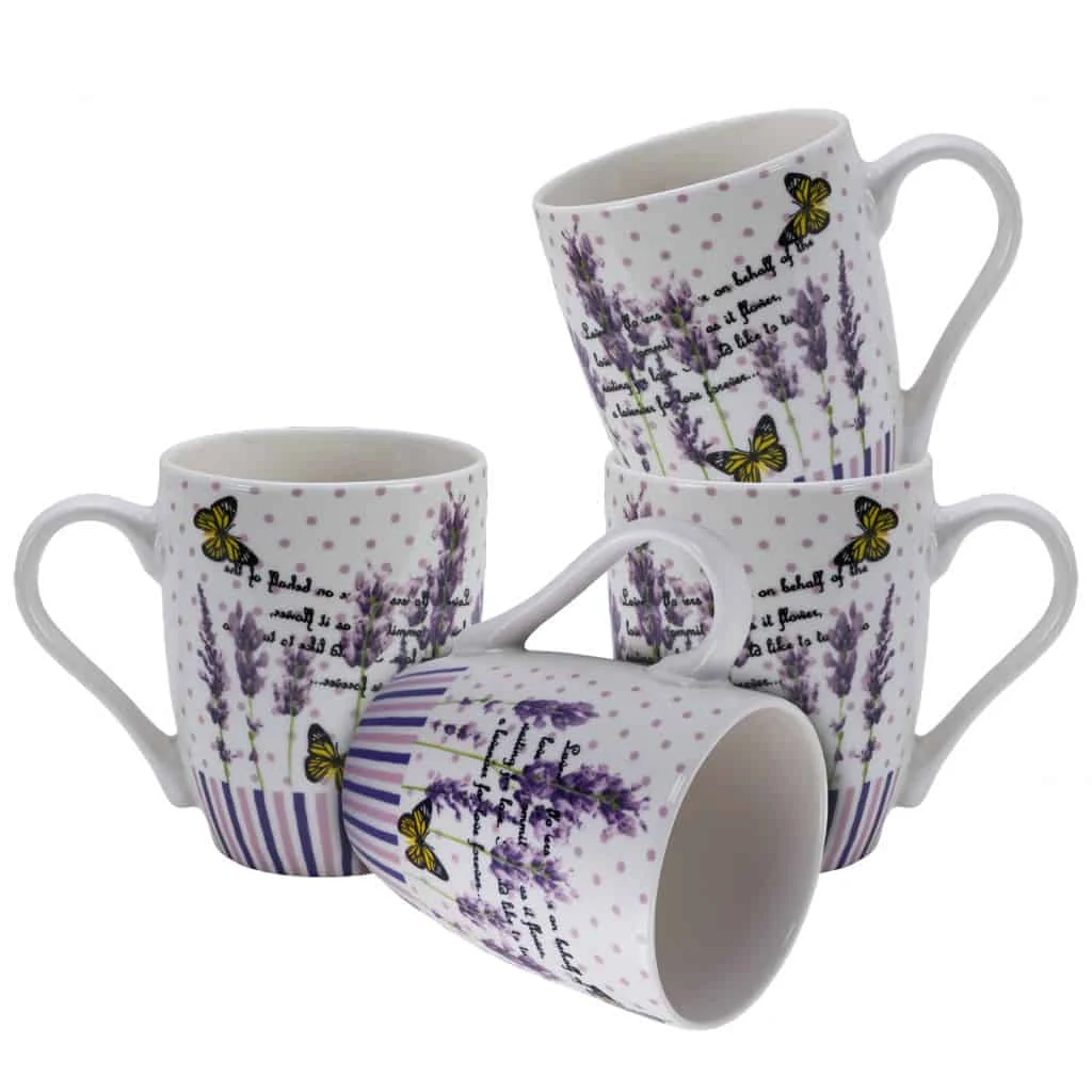 Комплект 4 чаши albe с decor lavanda, 270 ml