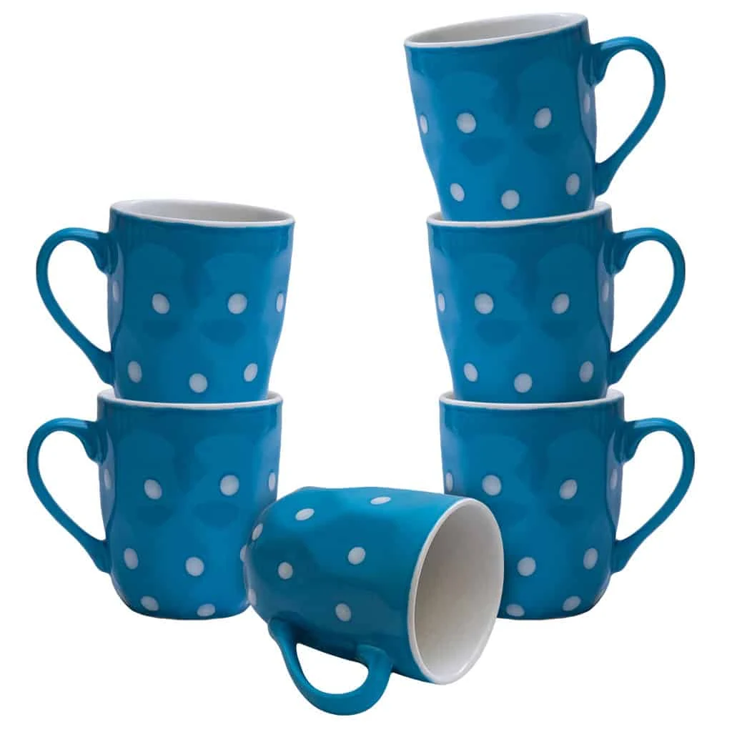 Set 6 Tassen albastre, 180 ml, mit buline albe