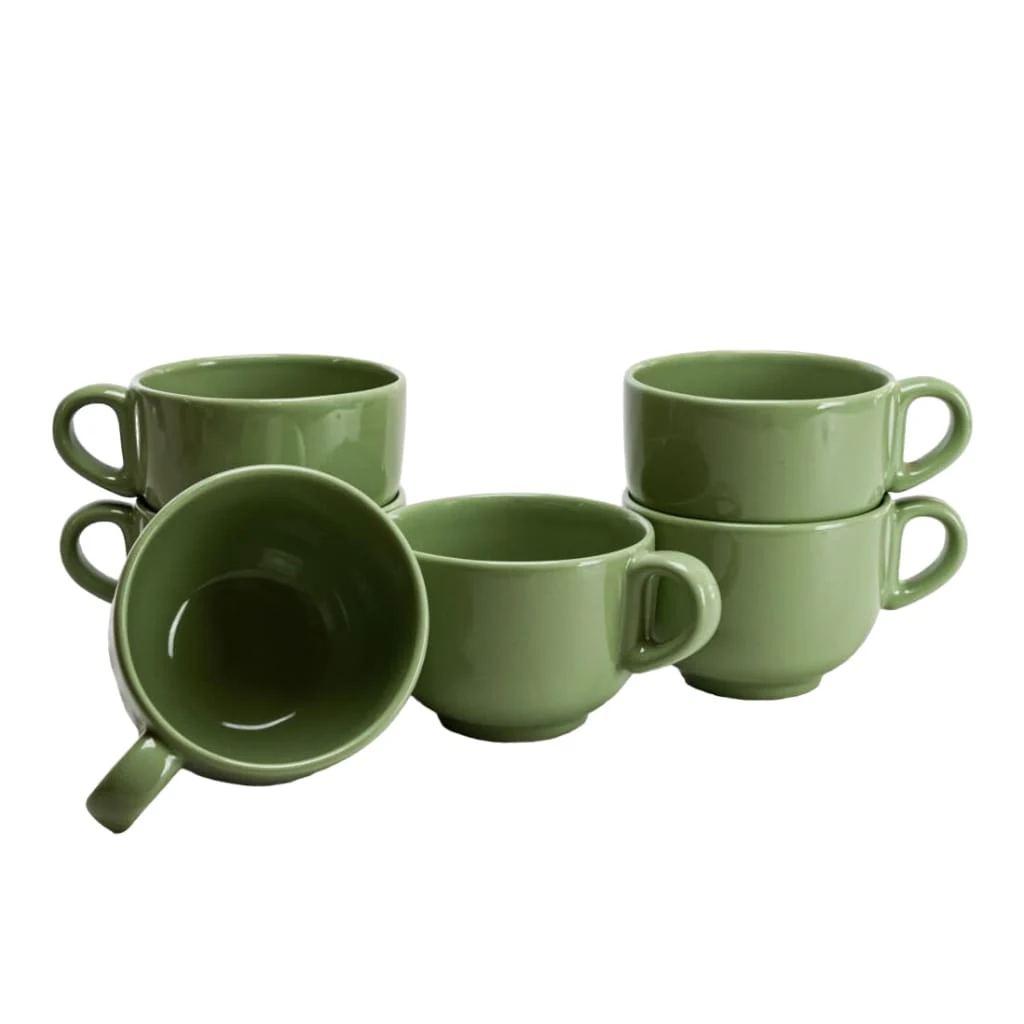 Комплект 6 чаши jumbo pentru familie, ø 11 cm, 450 ml, зелен salvie