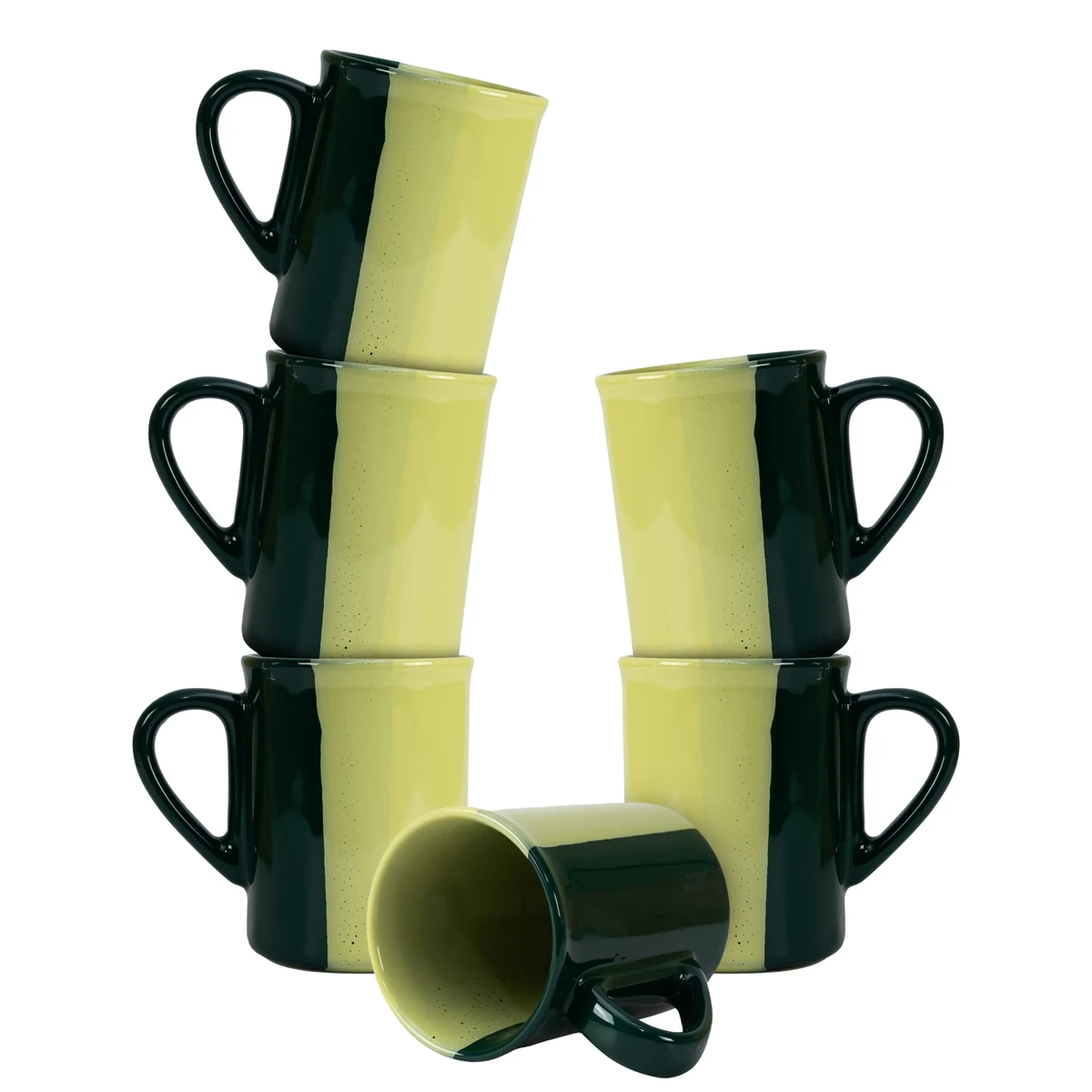 Set 6 Becher 280 ml, schwarz/grün